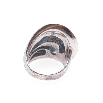 925 Sterling Silver Vintage Modernist Oxidized Ring Size 4.75