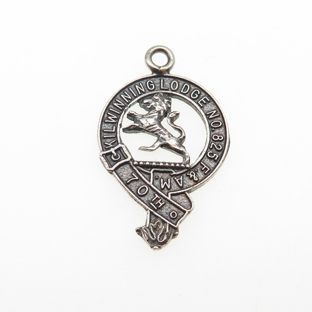 925 Sterling Silver Vintage Kilwinning Lodge #825 Freemasons Oxidized Pendant