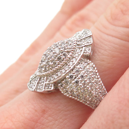 925 Sterling Silver Round-Cut C Z Sparkle Ring Size 7.25