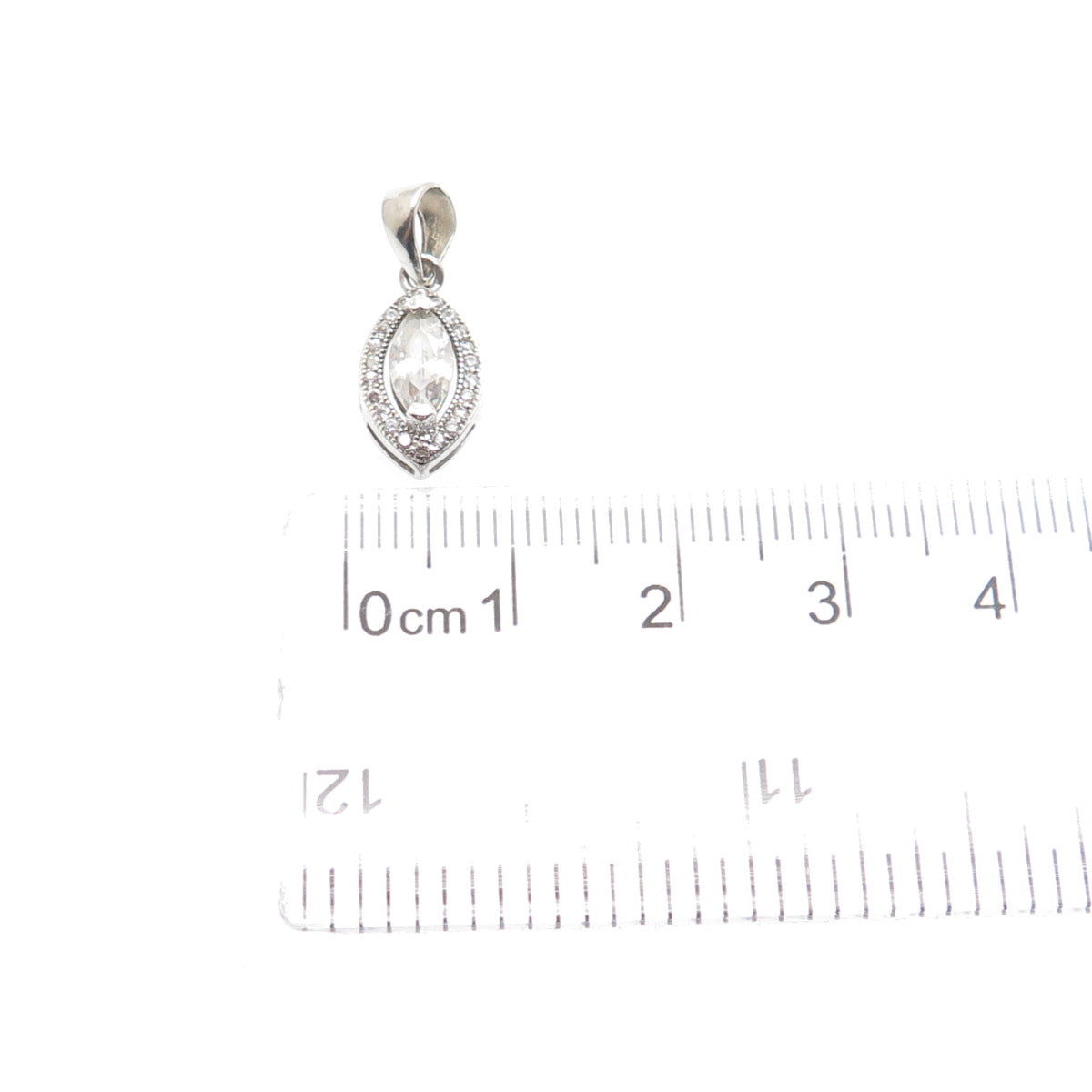925 Sterling Silver Marquise & Round-Cut C Z Minimalist Charm Pendant