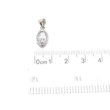 925 Sterling Silver Marquise & Round-Cut C Z Minimalist Charm Pendant