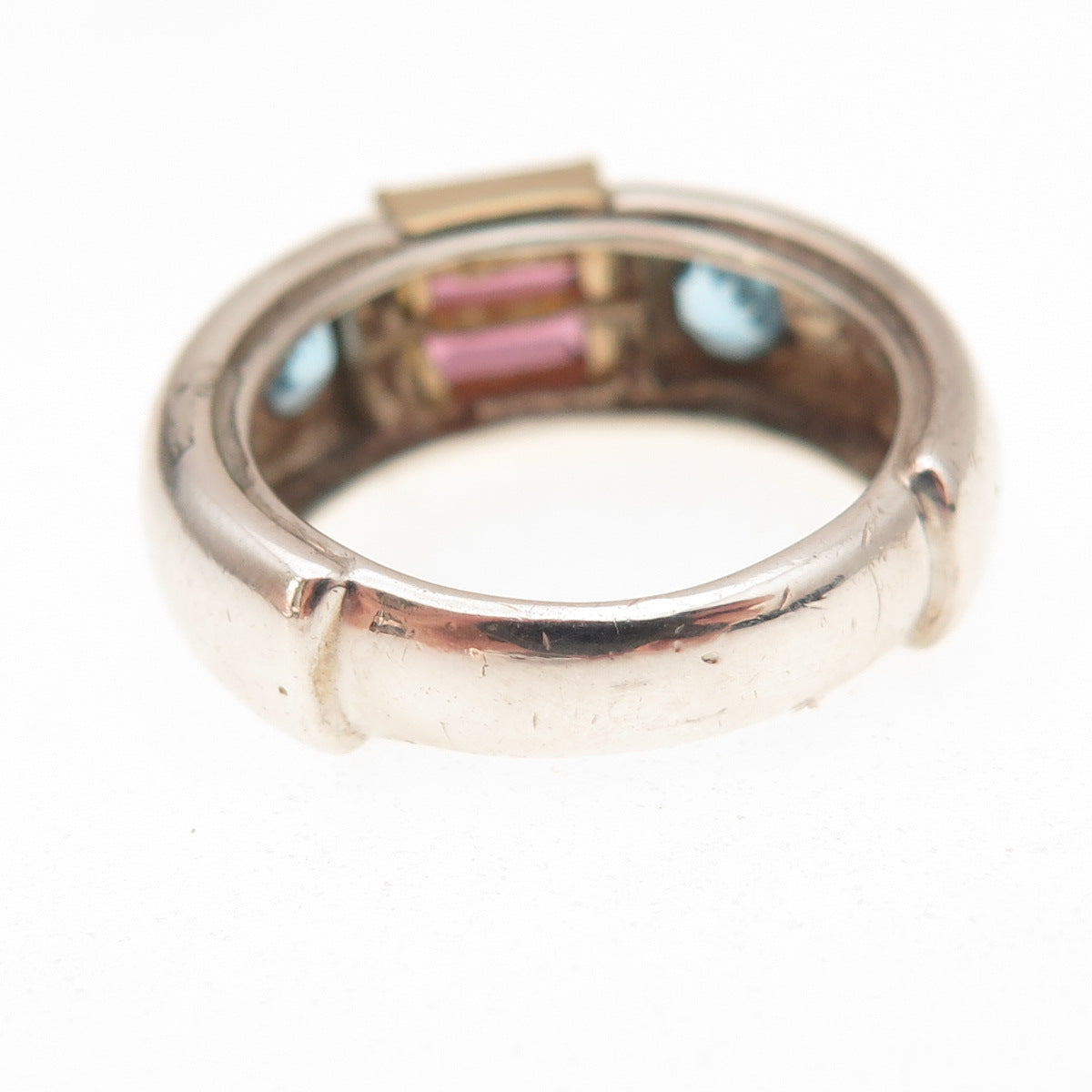 Nancy & Rise 925 Sterling 14K Gold Vintage Amethyst Blue Topaz Ring Size 6.25