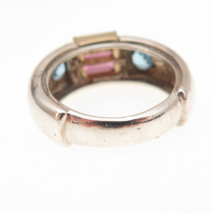 Nancy & Rise 925 Sterling 14K Gold Vintage Amethyst Blue Topaz Ring Size 6.25