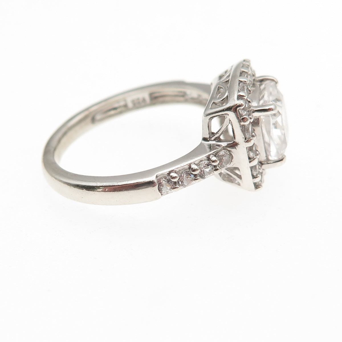 KRN Kiran 925 Sterling Silver Real White Topaz Engagement Ring Size 7