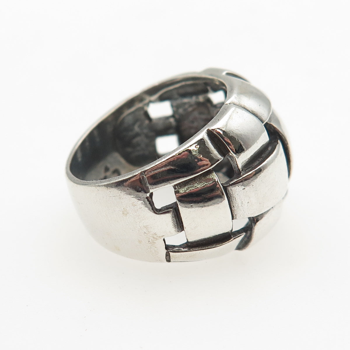 CHATEAU D'ARGENT 925 Sterling Silver Vintage Woven Dome Oxidized Ring Size 7