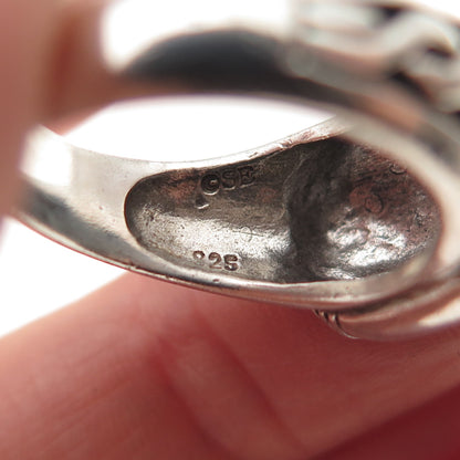 Sidney Evan 925 Sterling Silver Vintage Modernist Woven Oxidized Ring Size 7.5