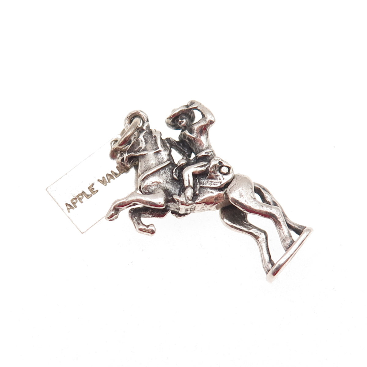 Bell Trading Post Sterling Silver Vintage Cowboy Apple Valley 3D Mini Pendant
