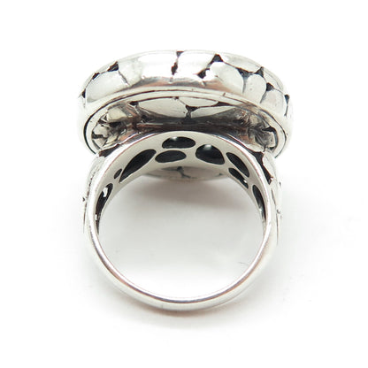 925 Sterling Silver Vintage Pebble Wide Ring Size 7