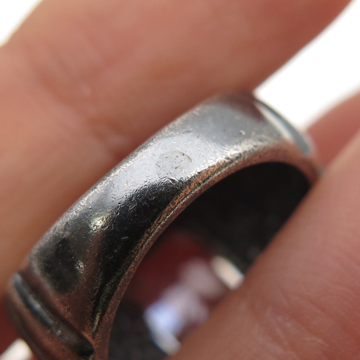 925 Sterling Silver Vintage Emerald-Cut C Z Modernist Oxidized Ring Size 6