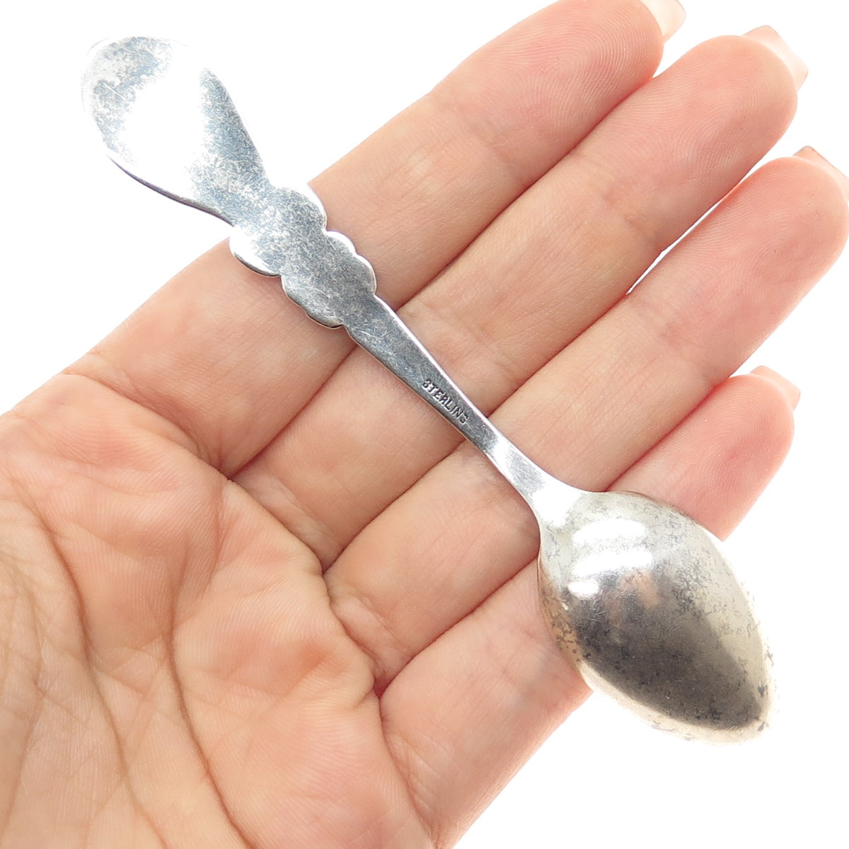 925 Sterling Silver Antique Art Deco Easter No Cross No Crown Coffee Spoon
