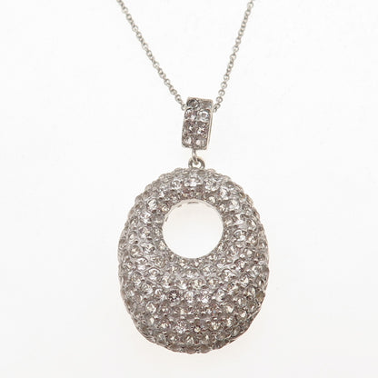 925 Sterling Silver Vintage Real White Topaz Crescent Cable Chain Necklace 18"