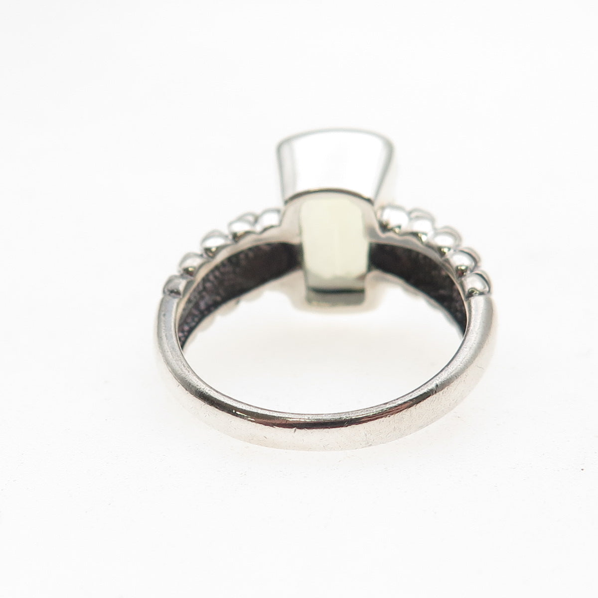 925 Sterling Silver Vintage Real Lemon Citrine Modernist Oxidized Ring Size 8