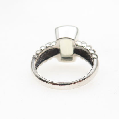 925 Sterling Silver Vintage Real Lemon Citrine Modernist Oxidized Ring Size 8