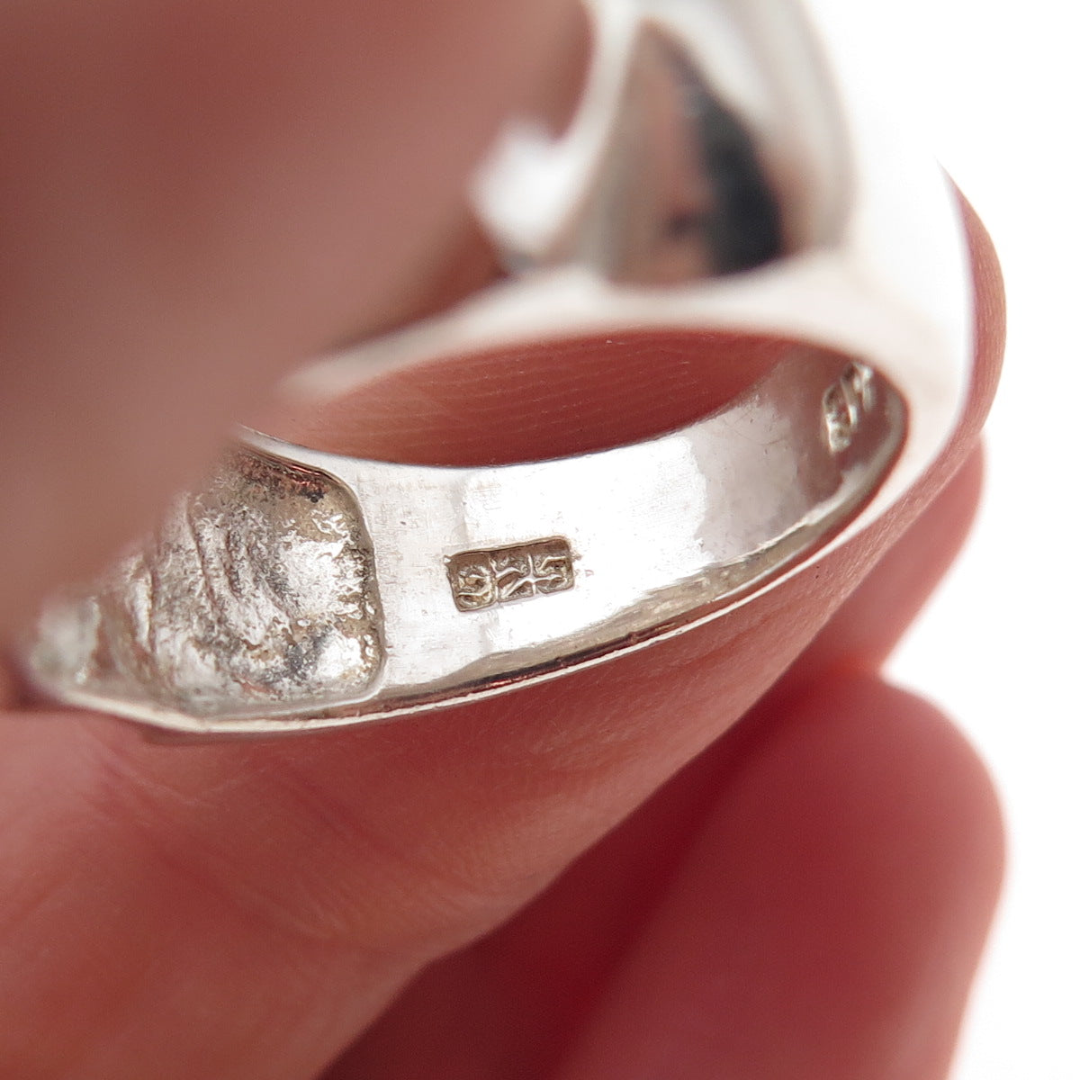 925 Sterling Silver Vintage Modernist Diamond-Shape Oxidized Ring Size 9