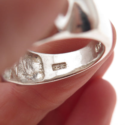 925 Sterling Silver Vintage Modernist Diamond-Shape Oxidized Ring Size 9