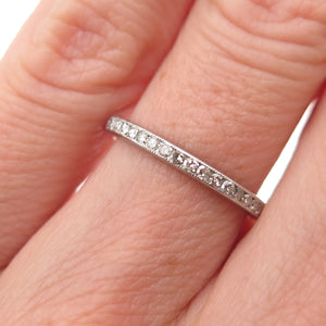 Platinum Antique Art Deco Real Diamond Stackable Eternity Band Ring Size 4.75