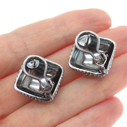 ADORNIS Sterling 18K Gold Posts Vintage Granulated Oxidized Omega Back Earrings