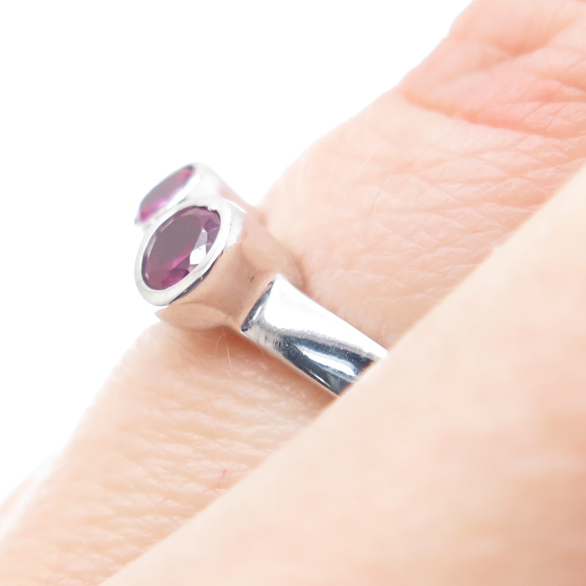925 Sterling Silver Lab-Created Round-Cut Ruby Couple Ring Size 6