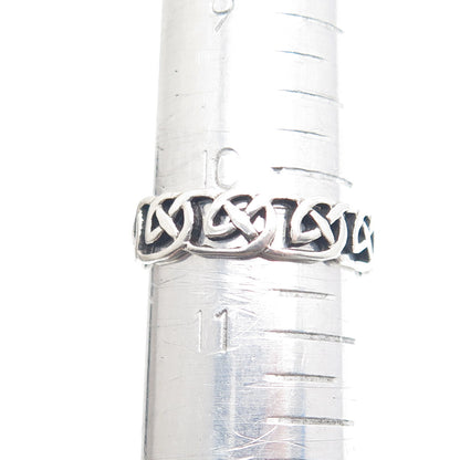 925 Sterling Silver Vintage Celtic Knot Oxidized Band Ring Size 10.5