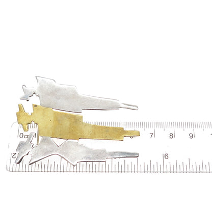 925 Sterling Silver 2-Tone Vintage Mexico Three Elegant Ladies Pin Brooch