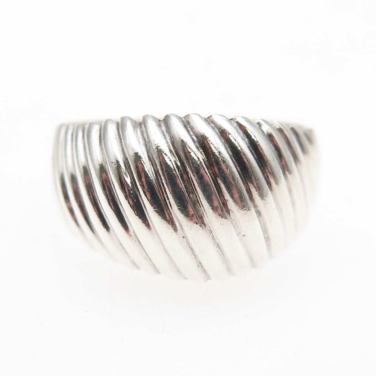 Chapal Zenray 925 Sterling Silver Vintage Modernist Ribbed Ring Size 8.25