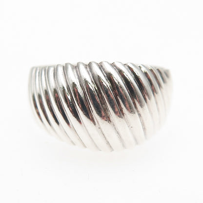 Chapal Zenray 925 Sterling Silver Vintage Modernist Ribbed Ring Size 8.25