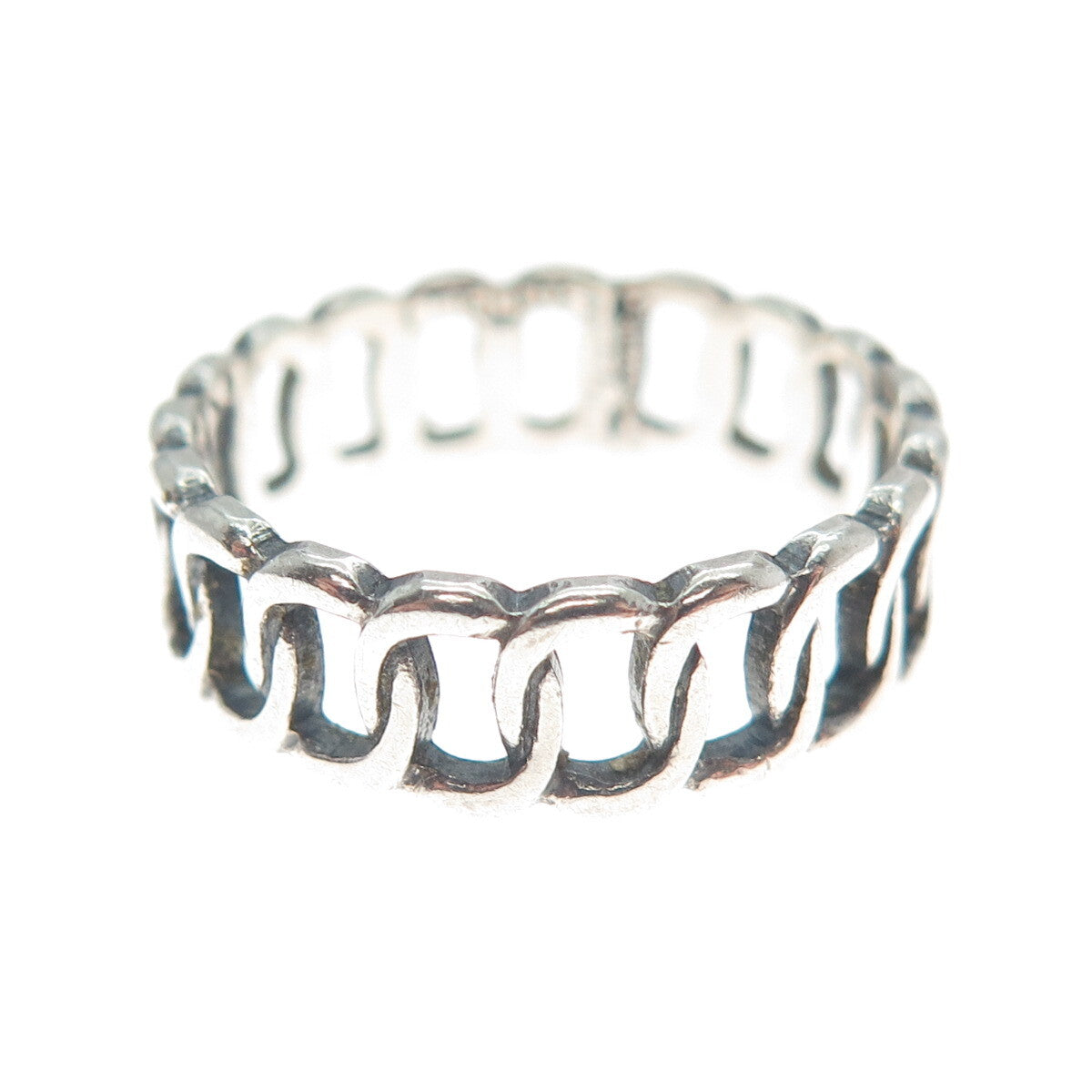 925 Sterling Silver Vintage Curb Oxidized Band Ring Size 6