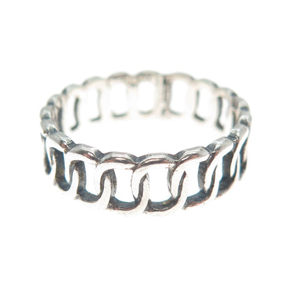 925 Sterling Silver Vintage Curb Oxidized Band Ring Size 6