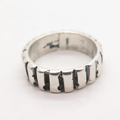 925 Sterling Silver Vintage Tribal Band Ring Size 6