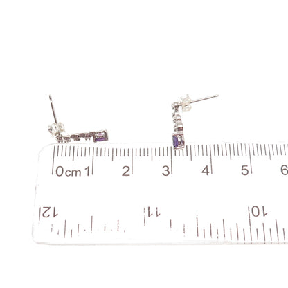 Ross Simons 925 Sterling Silver Real Amethyst Drop Earrings