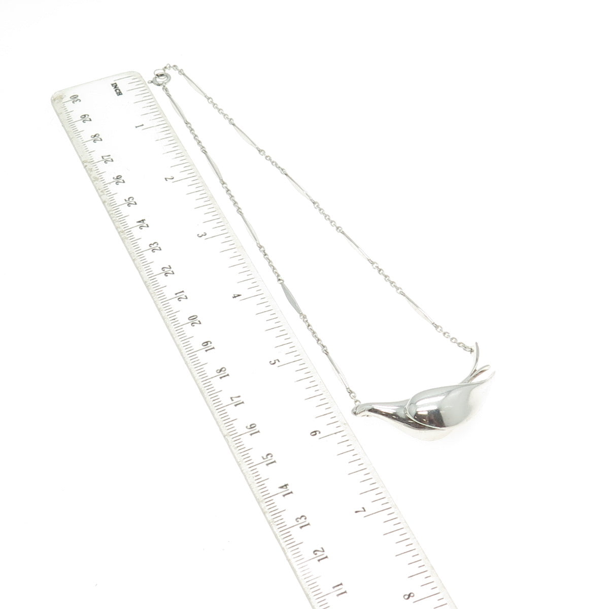 ALFRED KARRAM 925 Sterling Silver Vintage Modernist Dove Chain Necklace 14"