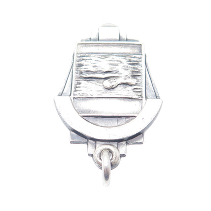 NOBLE & CO. Sterling Silver Vintage 1959 BCC Swimming Medal 2nd Place Pendant