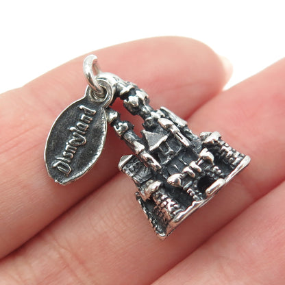 WALT DISNEY 925 Sterling Silver Vintage Cinderella Castle Charm Pendant