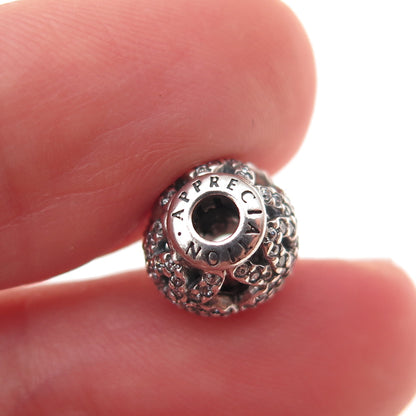 Pandora 925 Sterling Silver C Z Essence Appreciation Slide Bead Charm
