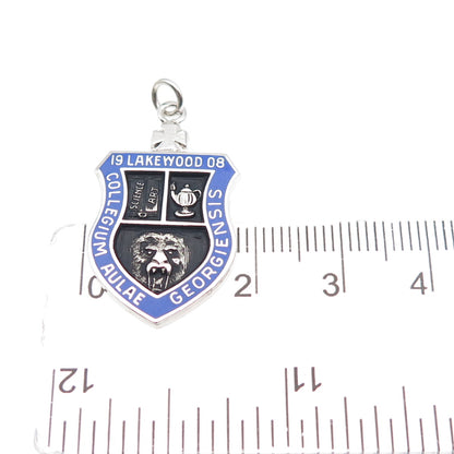 KENNEY 925 Sterling Silver Antique 1908 Enamel Lakewood College Charm Pendant