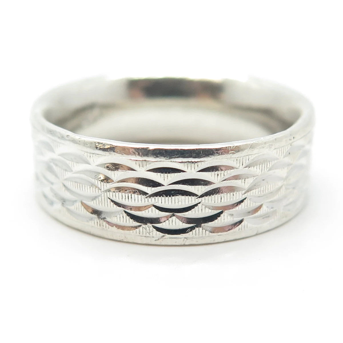 925 Sterling Silver Vintage Etched Band Ring Size 10.75