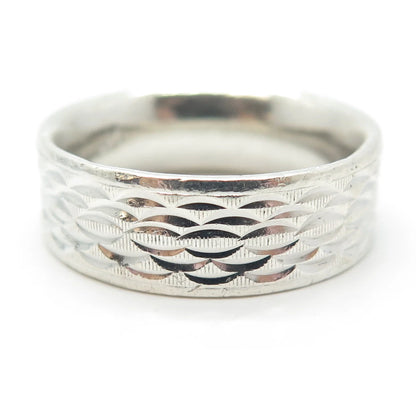 925 Sterling Silver Vintage Etched Band Ring Size 10.75