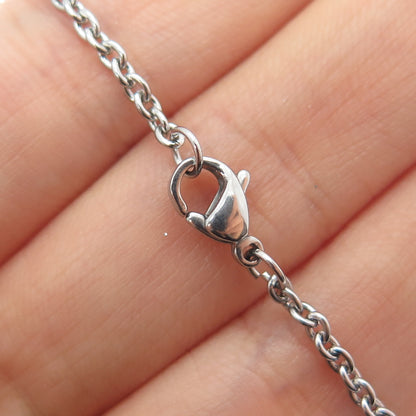 925 Sterling Silver Vintage Heart Cremation Urn Oxidized Chain Necklace 28"