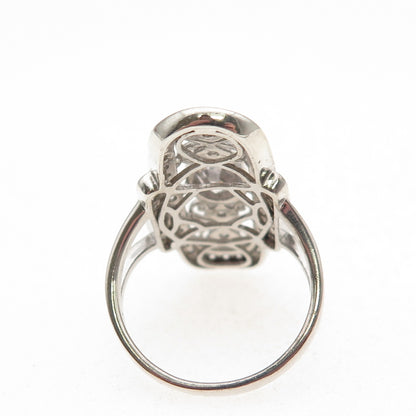 925 Sterling Silver Oval & Round-Cut C Z Sparkle Ring Size 8.25