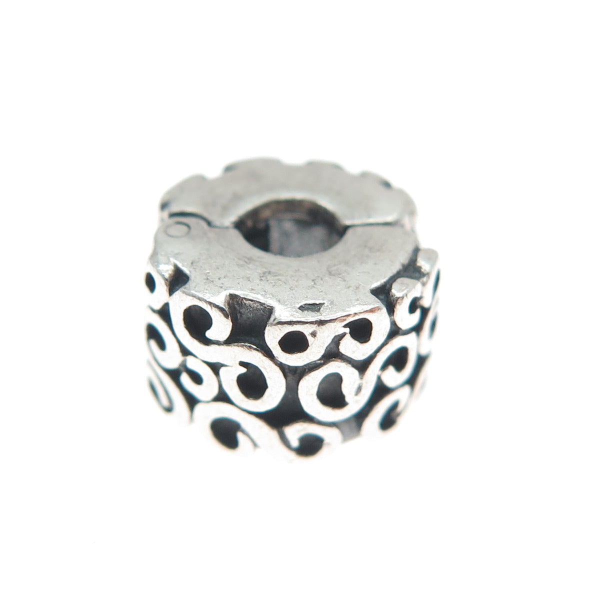 PANDORA 925 Sterling Silver Swirl Oxidized Clip Charm