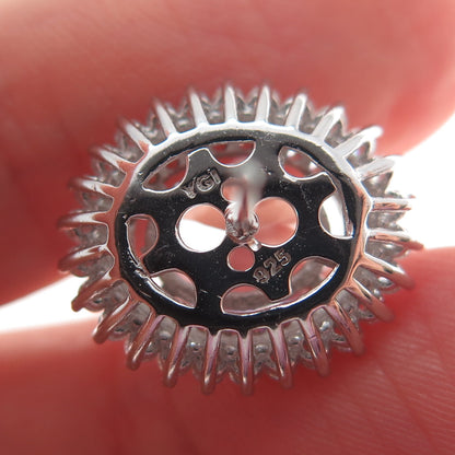 925 Sterling Silver Oval & Round-Cut C Z Sparkle Stud Earrings