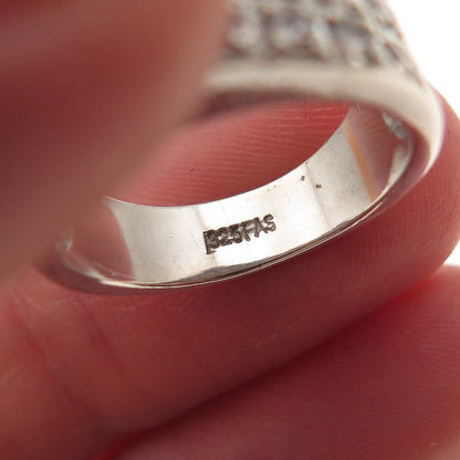 925 Sterling Silver Vintage Round-Cut C Z Modernist Ring Size 5