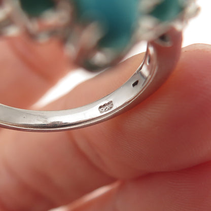 Chuck Clemency 925 Sterling Silver Real Turquoise & Tanzanite Ring Size 8.25