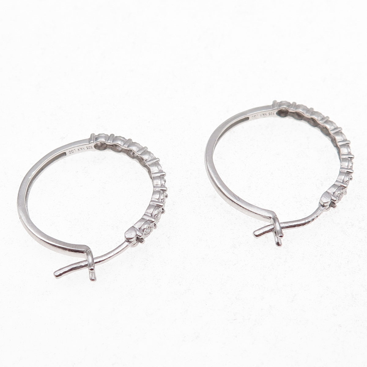 SK9 Allure Gems 925 Sterling Silver Real Round-Cut Diamond Hoop Earrings