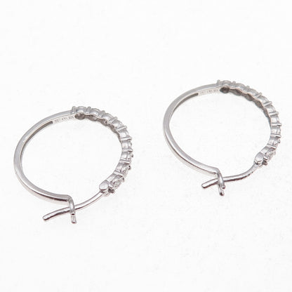 SK9 Allure Gems 925 Sterling Silver Real Round-Cut Diamond Hoop Earrings