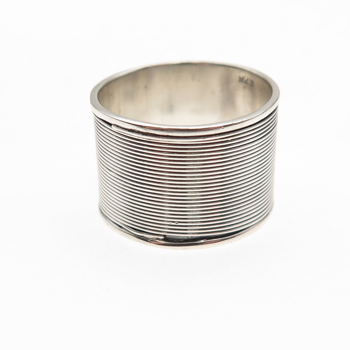 925 Sterling Silver Vintage Modernist Oxidized Wide Band Ring Size 9.5