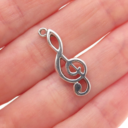 Cellini 925 Sterling Silver Vintage Treble Clef Charm Pendant