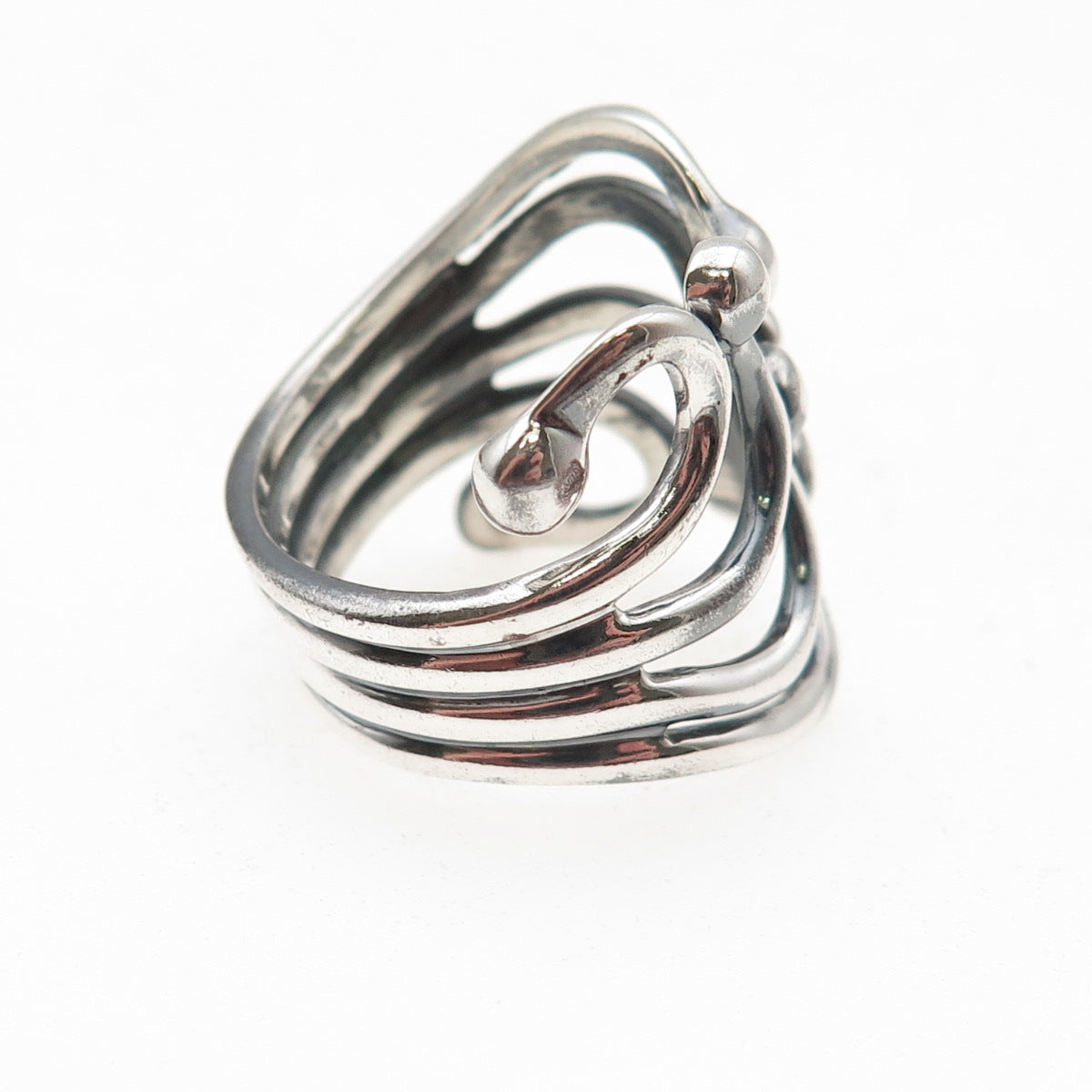ATI Annika Witt 925 Sterling Silver Vintage Modernist Adjustable Ring Size 8.75