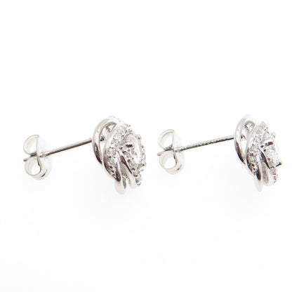 925 Sterling Silver Round-Cut C Z Tornado Stud Earrings