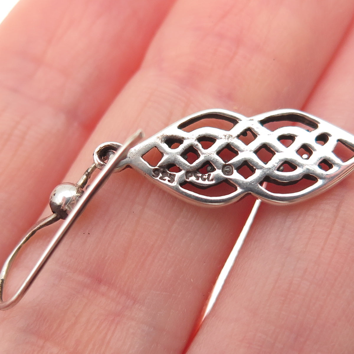 PSCL Peter Stone 925 Sterling Silver Vintage Celtic Love Knot Dangle Earrings